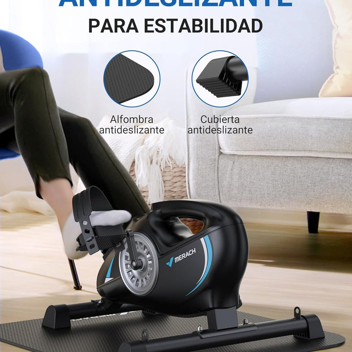 MERACH Pedalador, mini bicicleta estática com 2 faixas de resistência, pedais estáticos idosos com tapete antiderrapante, dispositivo de exercícios para casa e escritório